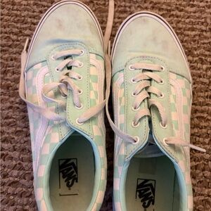 Vans Mint and White Checkered Shoes